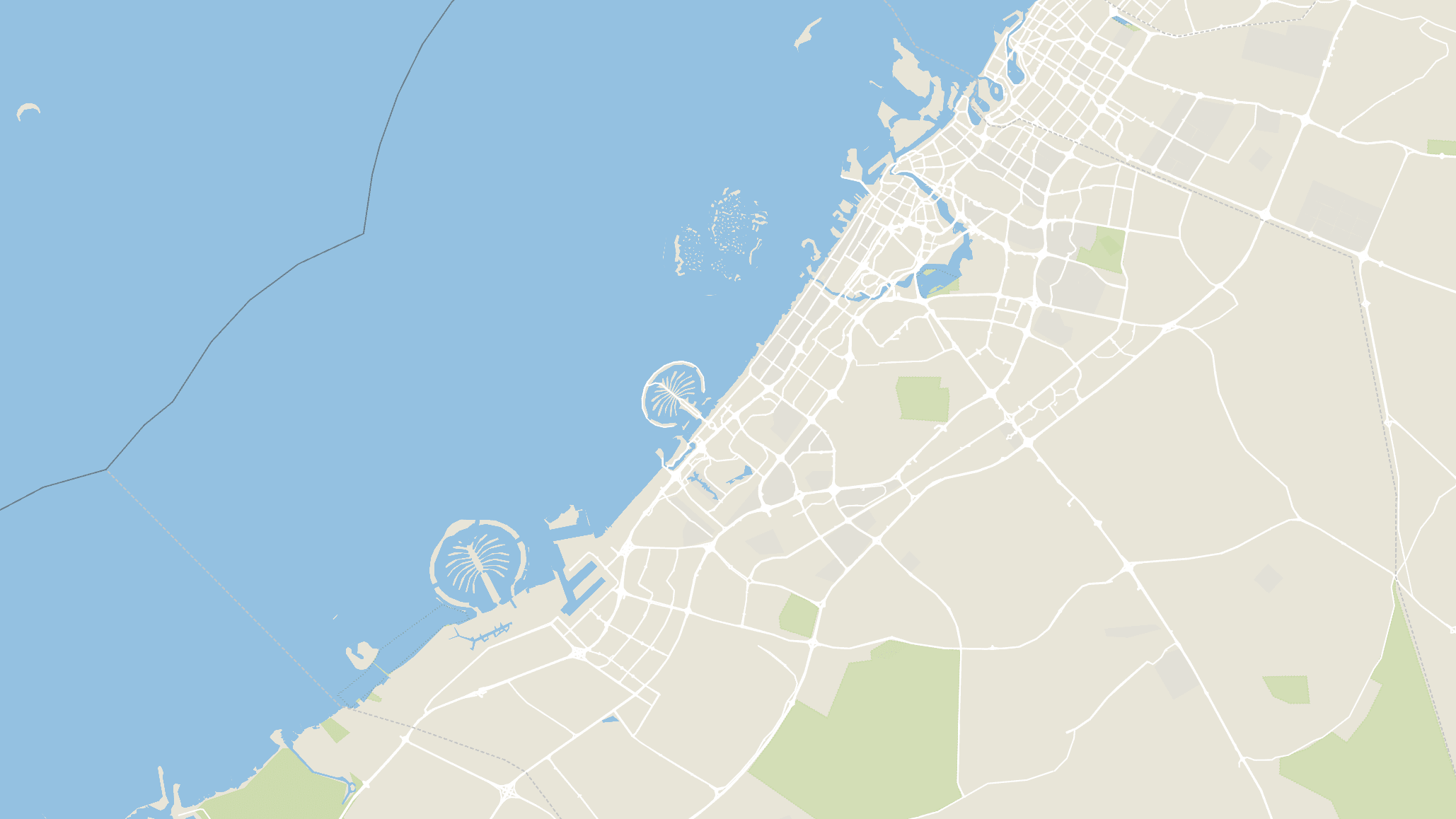 Dubai road map based on OpenStreetMap data